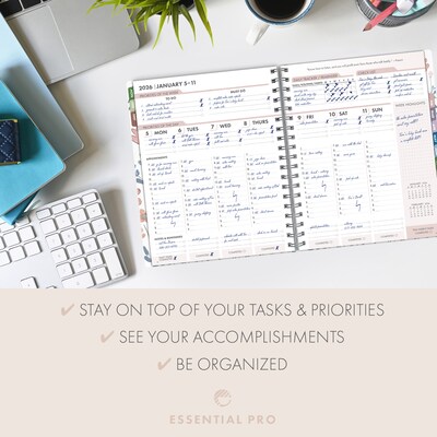 2026 Global Printed Products 7" x 9" Weekly & Monthly Planner, Paperboard Cover, Colorful Botanicals (ESPROCY267930)