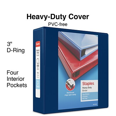 Heavy Duty 3 3 Ring View Binder with D-Rings, Navy Blue (ST56271-CC)