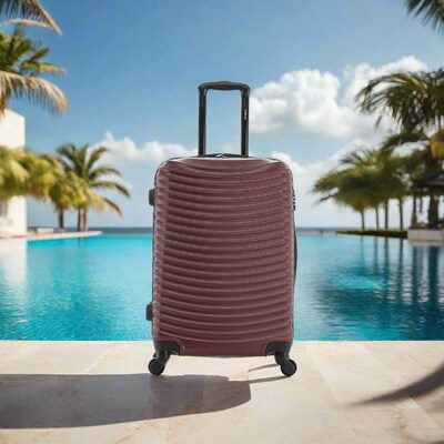 DUKAP Adly 25.39" Hardside Suitcase, 4-Wheeled Spinner, TSA Checkpoint Friendly, Wine (DKADL00M-WIN)