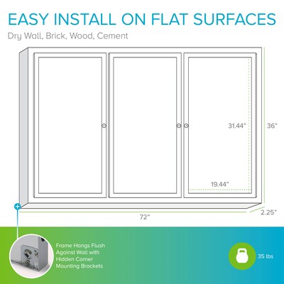 Ghent Vinyl Bulletin Board, Aluminum Frame, 3' x 6' (PA33672VX-183)