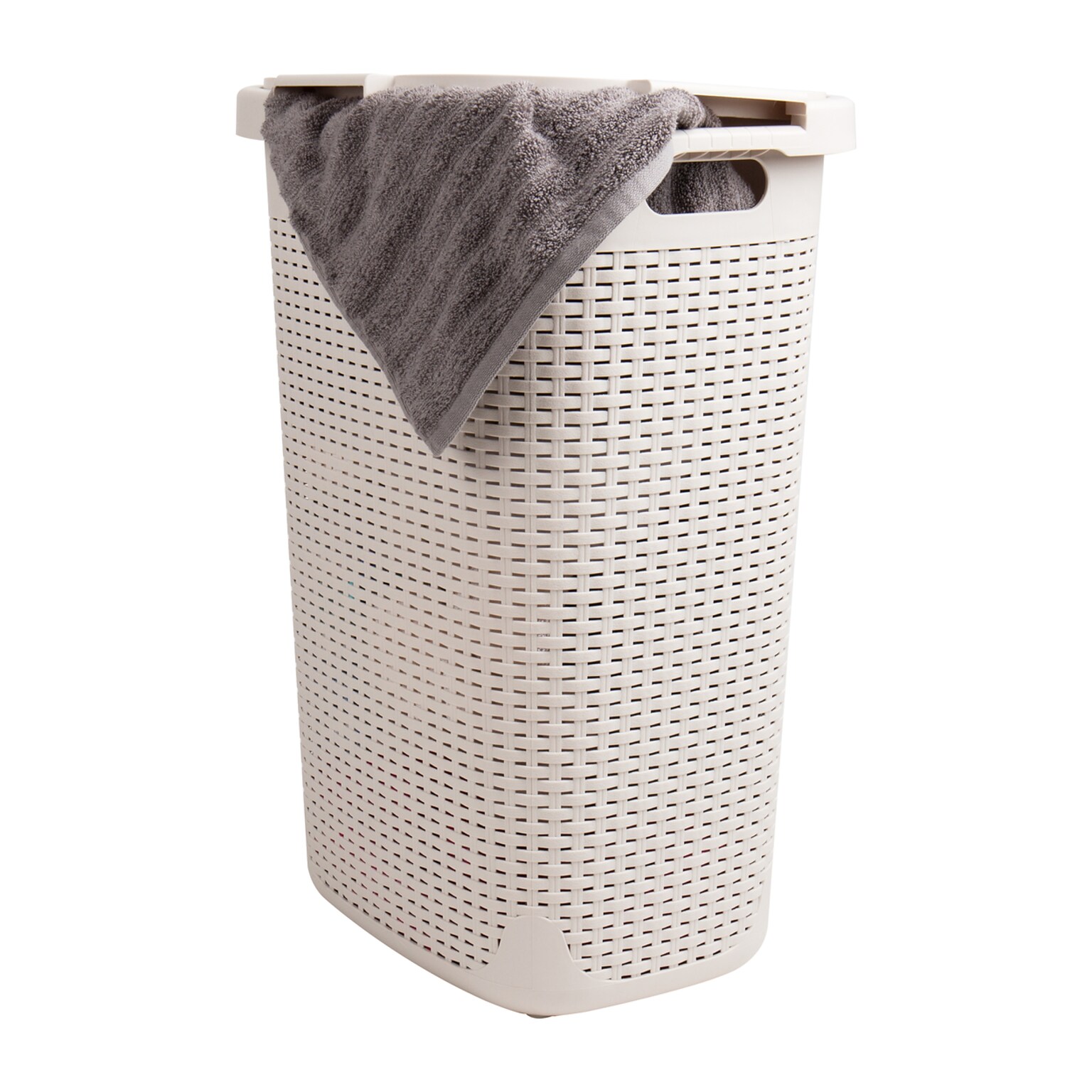 Mind Reader Plastic Laundry Hamper with Lid, Ivory (60HAMP-IVO)