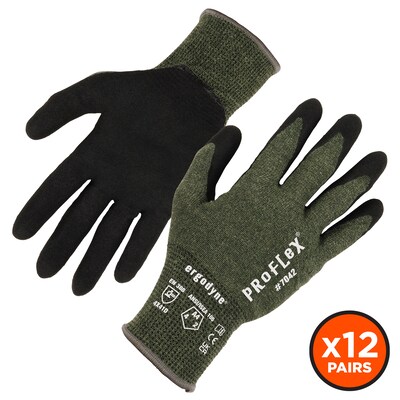 Ergodyne ProFlex 7042 Nitrile Coated Cut-Resistant Gloves, ANSI A4, Heat Resistant, Green, XL, 12 Pair (10335)