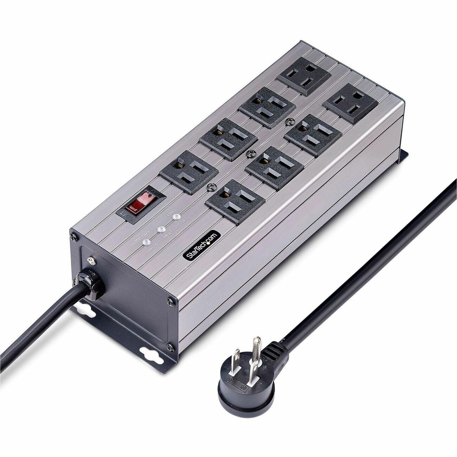 Startech 8-Outlet Surge Protector, 12 Cord, Space Gray (8N515S12-POWER-STRIP)