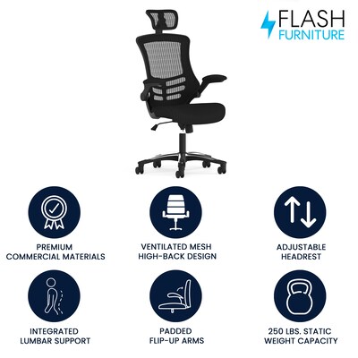 Flash Furniture Kelista Ergonomic Mesh Swivel High-Back Executive Office Chair, Black (BLX5H)