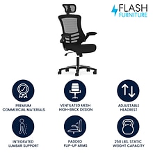 Flash Furniture Kelista Ergonomic Mesh Swivel High-Back Executive Office Chair, Black (BLX5H)