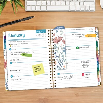 2026 Global Printed Products 8.5" x 11" Weekly & Monthly Planner, Paperboard Cover, Colorful Botanicals (FSHN-CY26-8511-30)