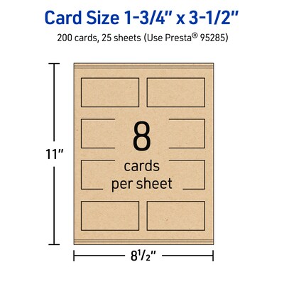 Avery Business Cards, 1-3/4" x 3-1/2" , Matte Kraft Brown, 200/Pack (95285)