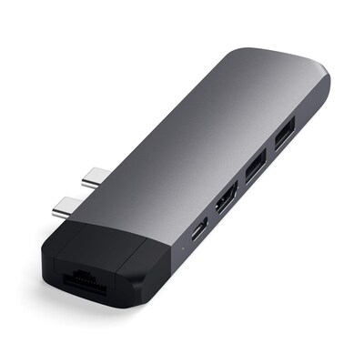 Satechi Aluminum Type-C Pro Hub Adapter with Ethernet, Space Gray (ST-TCPHEM)