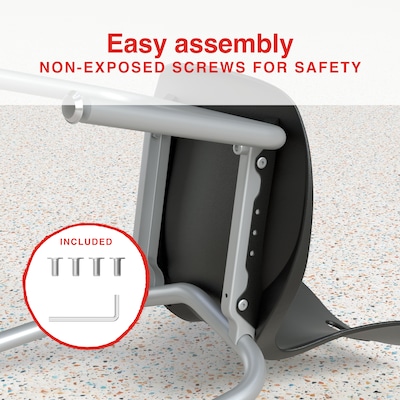 Staples Polypropylene 18" Student Chair, Black, 4/Box (ST63540)