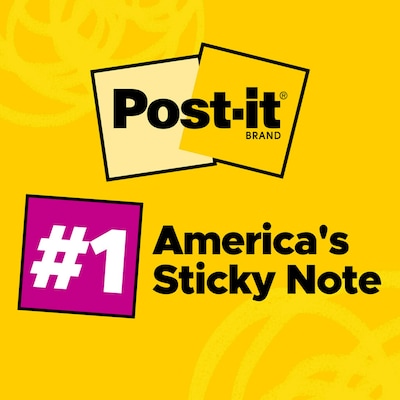 Post-it Sticky Notes, 3 x 3 in., 12 Pads, 100 Sheets/Pad, Canary Yellow, The Original Post-it Note