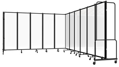 National Public Seating Robo Series 11-Panel Folding Mobile Room Divider, 72"H x 256"W, Clear Acrylic (RDB6-11CA)