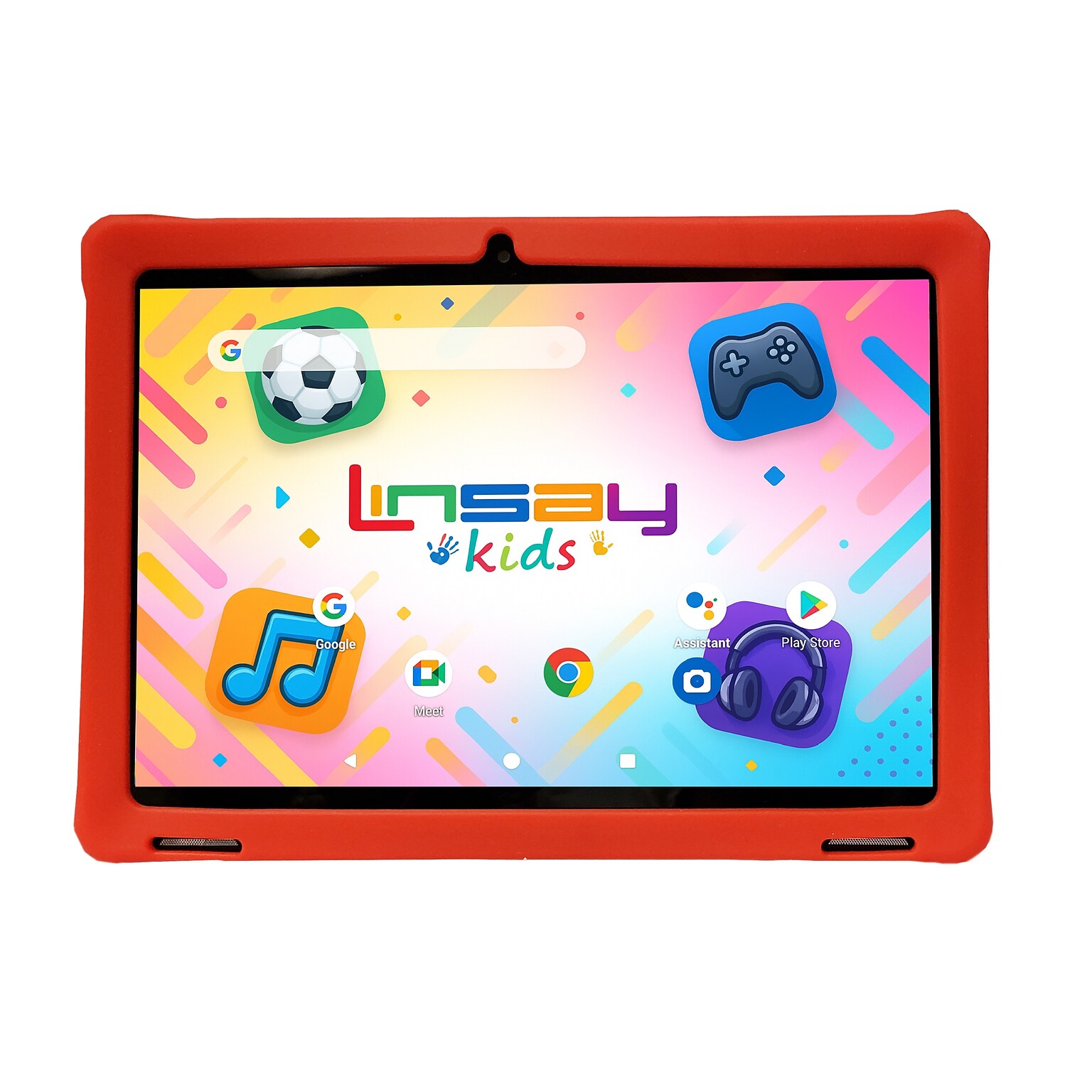 Linsay F10 Series 10.1 Tablet, Wi-Fi, Octa Core, 256GB eMMC, Android 15, with Red Kids Defender Case (F10IPGKIDSRPLUS)