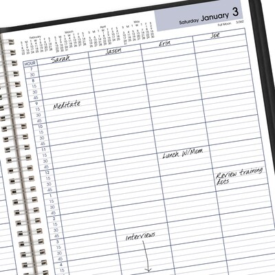 2026 AT-A-GLANCE DayMinder 8" x 11" 4-Person Daily Appointment Book, Faux Leather Cover, Black (G560-00-26)