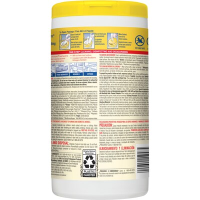 Clorox Commercial Solutions Disinfecting Wipes, Lemon Fresh Scent - 75 Wipes (15948)