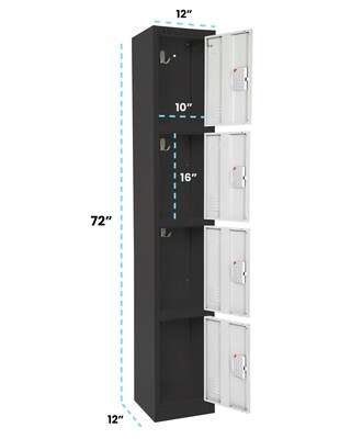 AdirOffice 72"H 4-Tier Black/White Storage Locker (ADI629-204-B-W-DL)