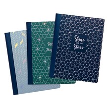 Pukka Pad Glee Composition Notebooks, 7.5 x 9.75, College Ruled, 70 Sheets, Assorted Colors, 3/Pac