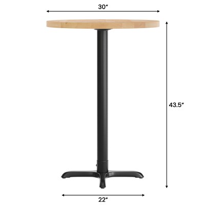 Flash Furniture Bennett 30" Round Wooden Commercial Indoor Table, Natural Top/Black Base (GSFRD30NTT2222B)