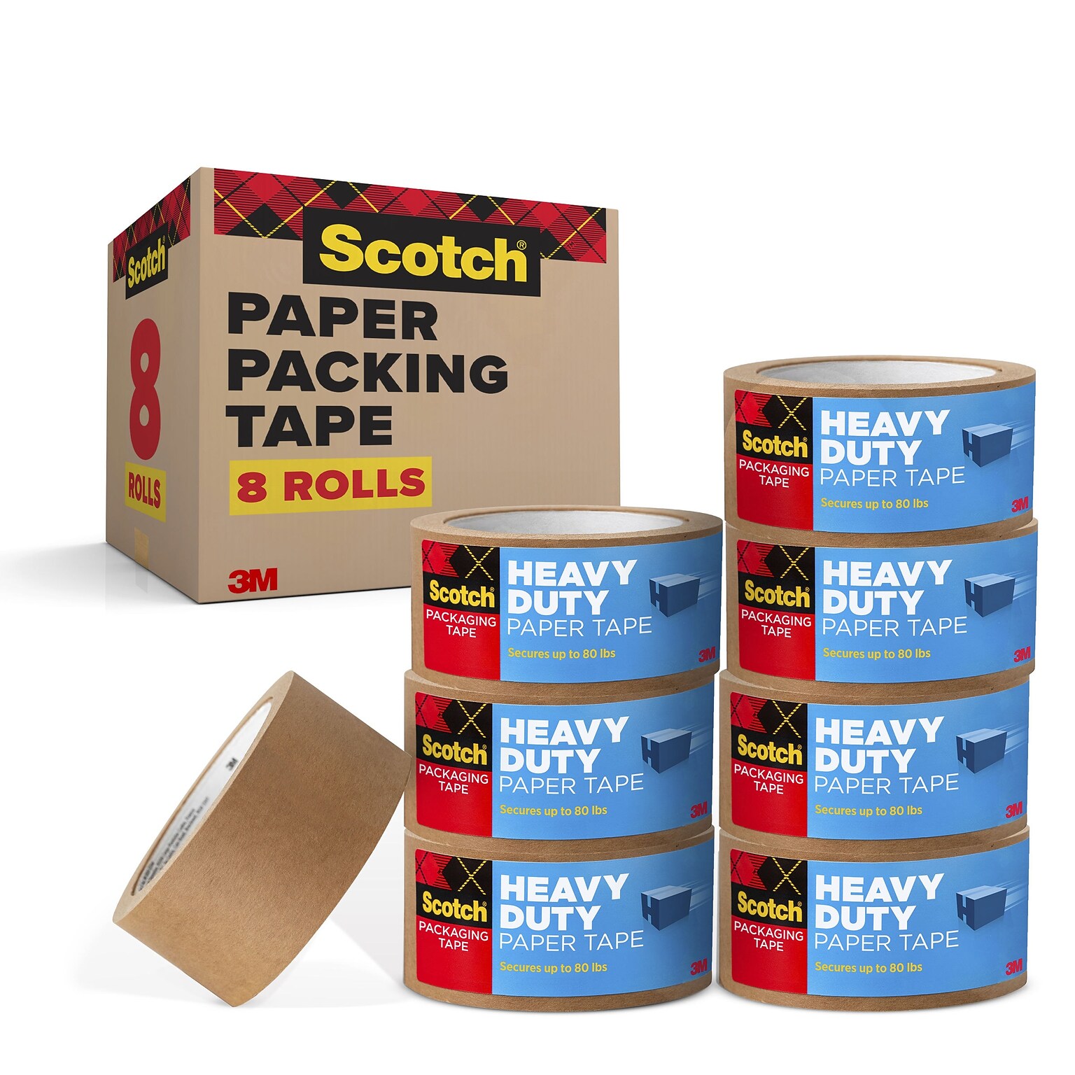 Scotch Heavy Duty Paper Packing Tape, 1.88 x 25 yds., Brown, 8/Carton (7850-23-8GC)