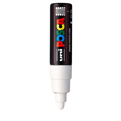 POSCA PC-7M Water Based Paint Marker, Broad Bullet Tip, White, 2/Pack (UBCPC7MWHITE-2)