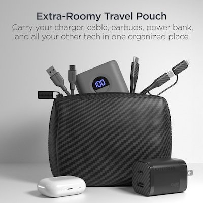 HyperGear TECHcessories 3-in-1 USB-C PD Charging Kit with Travel Pouch, 30W, Carbon Fiber (16290)