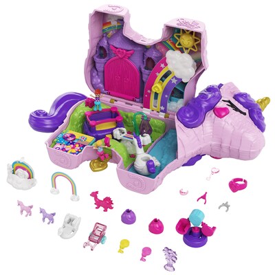 Mattel Polly Pocket Plastic Unicorn Party Playset, Multicolor (GKL24)