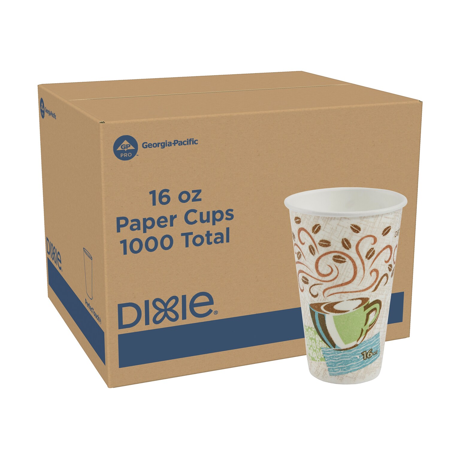 Dixie PerfecTouch Insulated Paper Hot Cups, 16 oz., Coffee Haze, 1000/Carton (5356CD)