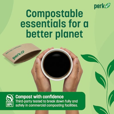 Perk™ Eco Paper Hot Cup Sleeve, Brown, 500/Pack (PK56227)
