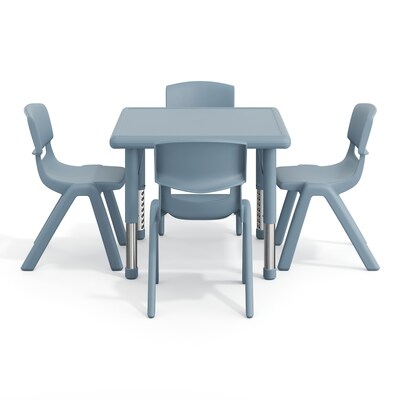 Flash Furniture Emmy Square Activity Table Set, 24" x 24", Height Adjustable, Dusty Blue (YCX232SQRTBDTBE)