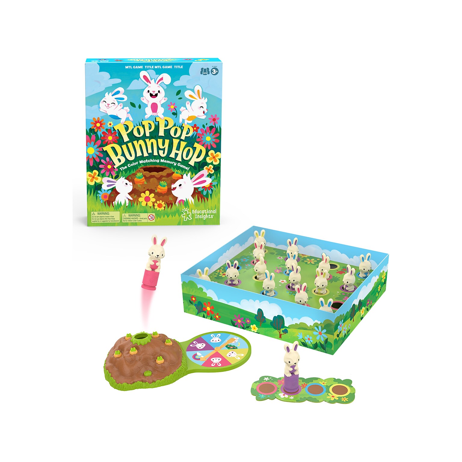 Educational Insights Pop Pop Bunny Hop Color-Matching Memory Game (2912)