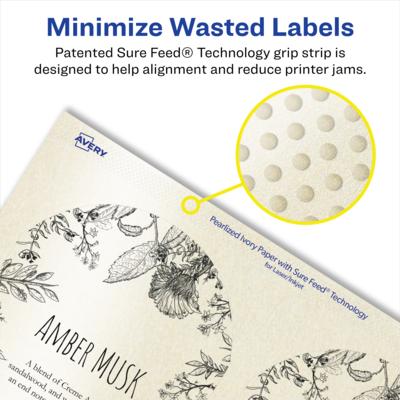 Avery Pearlized Ivory Decorative Edge Multipurpose Labels, 4.75" x 3.5", Ivory, 40/Pack (94600)