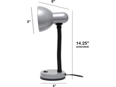 Creekwood Home Essentix Incandescent Desk Lamp, 14.25", Silver Metal (CWD-1000-SL)