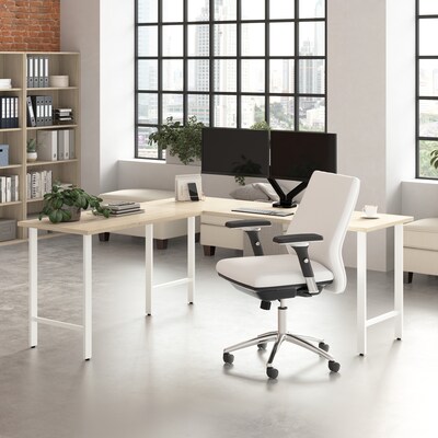 Bush Business Furniture Hustle 72"W L Shaped Computer Desk with Metal Legs, Natural Elm (HUS002NE)