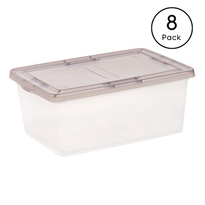 Iris 17 Quart Snap Top Plastic Snap Closure Storage Bin, Clear, 8/Pack (500156)