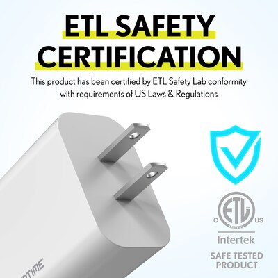 Overtime 38W Wall Charger and Car Charger with Two 6-Foot USB-C to USB-C Cables Bundle, White (OHC6TCX2)