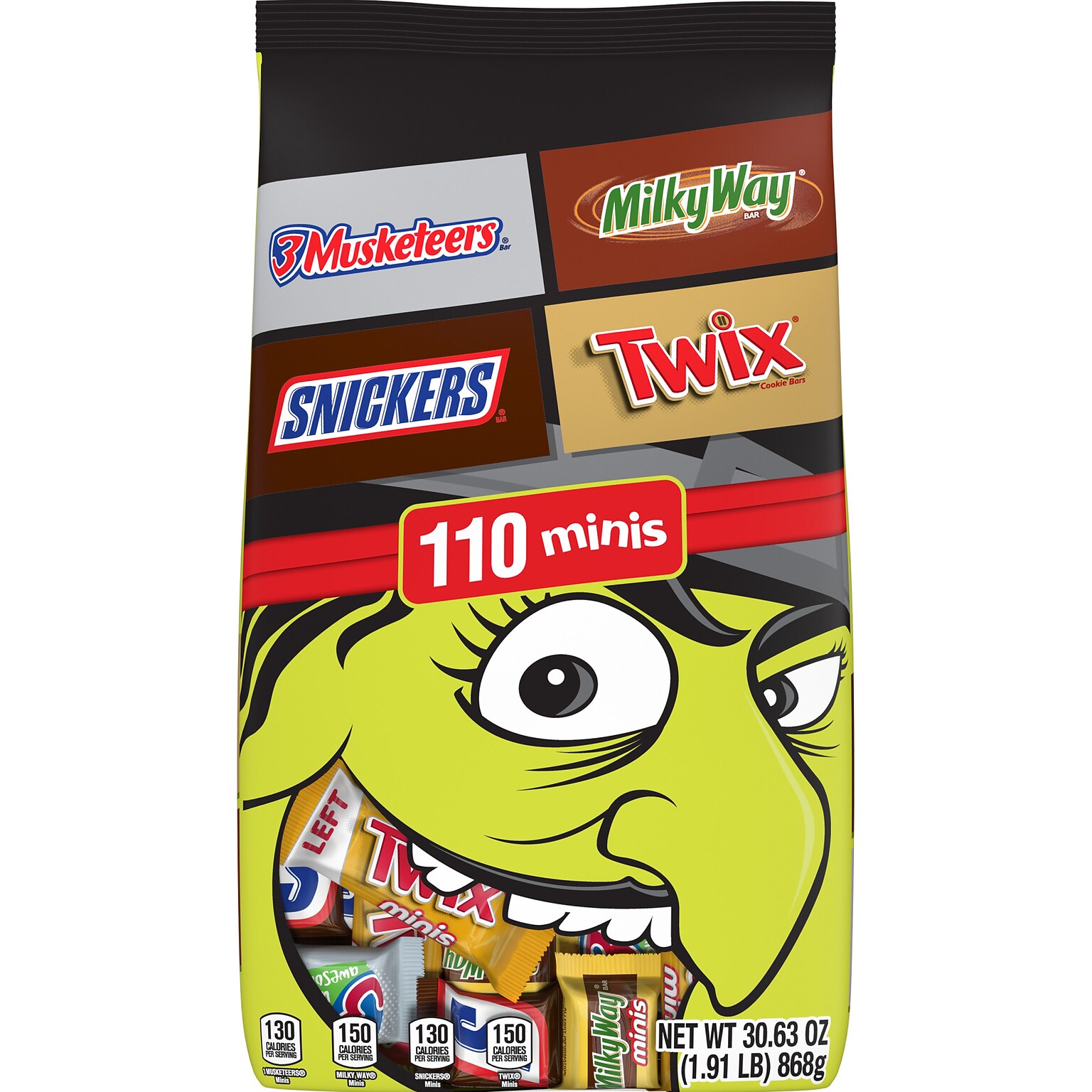 Mars Halloween Minis Milk Chocolate Variety Candy Pack, 30.63 oz., 110 Pieces (461993)
