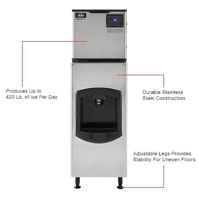 Global Industrial Nexel Ice Dispenser with Ice Machine & Bin, Air Cooled, 420 lbs. Production/24 Hours (243318)