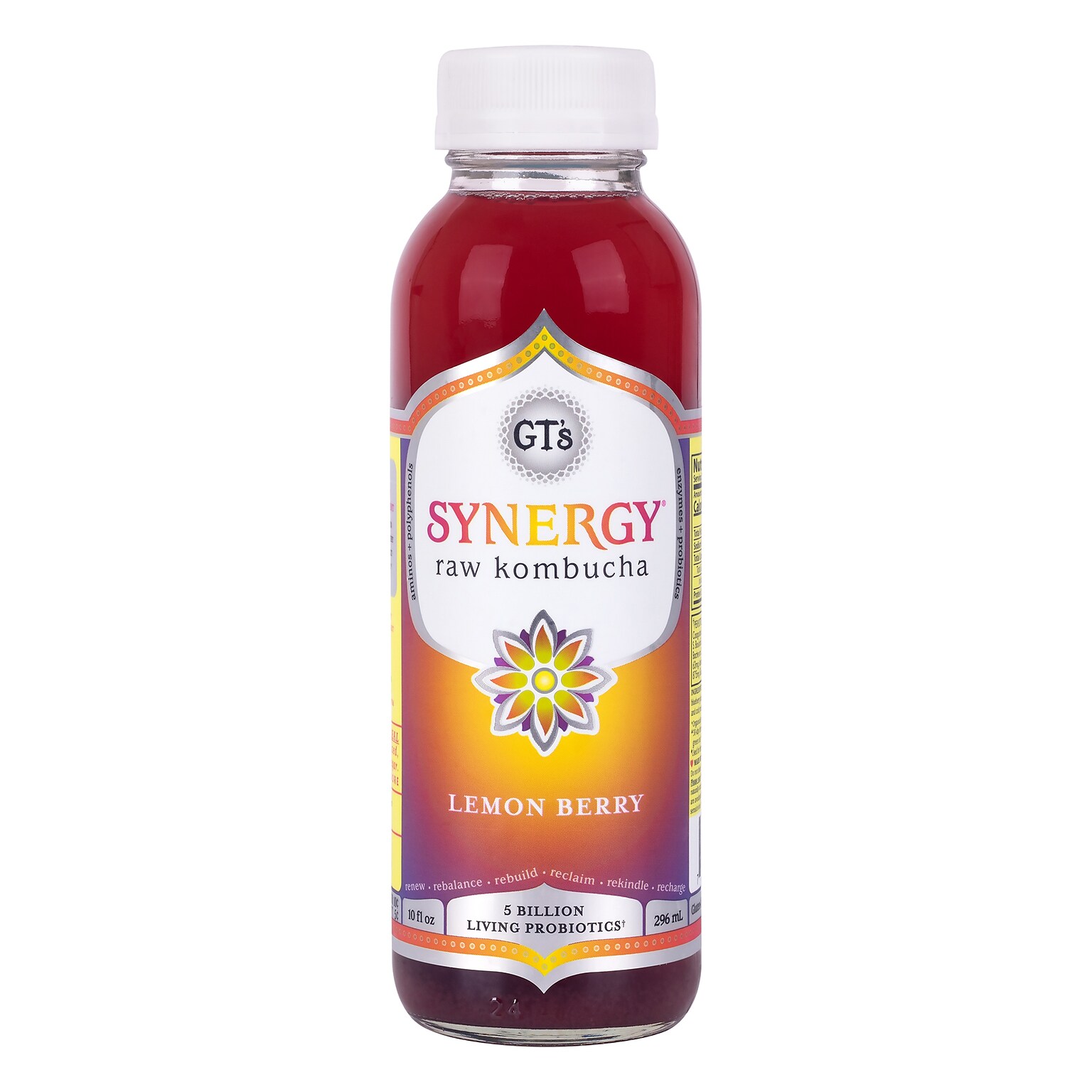 GTs Synergy Kombucha Organic Lemon Berry, 10 oz., 12/Pack (307-00439)