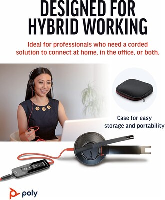 Poly Blackwire C5220 Binaural USB-A Noise Canceling Stereo Headset, Black (8M3W5AA#ABA)