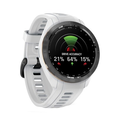 Garmin Approach S70 Golf Smartwatch, GPS, 42mm, Black Ceramic Bezel, White Silicone Band (010-02746-00)