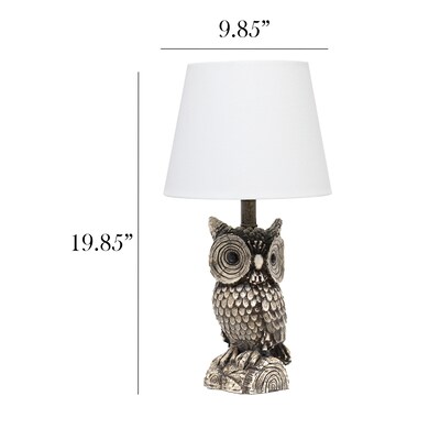 Simple Designs Woodland 19.85 Tall Contemporary Gazing Brown and White Night Owl Novelty Bedside De