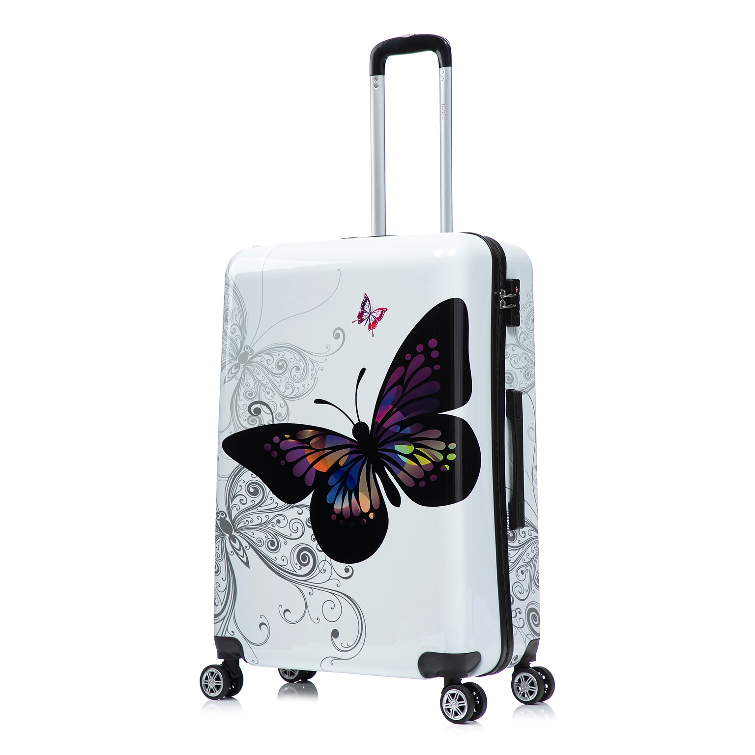 InUSA 28 Hardside Butterfly Suitcase, 4-Wheeled Spinner, TSA Checkpoint Friendly, Butterfly (IUAPC00L-BUT)