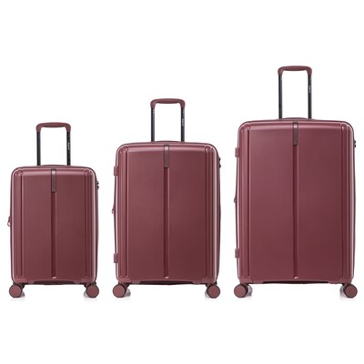 DUKAP Airley 3-Piece Hardside Spinner Luggage Set, TSA Checkpoint Friendly, Wine (DKAIRSML-WIN)