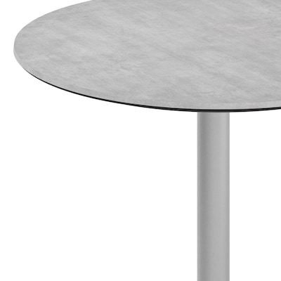 Flash Furniture Acadia 31.25" Round Wooden Dining Table with X-Base, Gray Faux Concrete/Silver Base (STRD31CGT2222S)