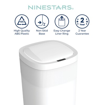 Nine Stars Stainless Steel Touch Tap & Motion Sensor Trash Can, 13.2 Gallon, White (DZT-50-36WH)