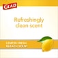 Glad Medium Drawstring Trash Bags with Clorox, 8 Gallon, Grey, Lemon Fresh Bleach Scent, 26/Box(79316)