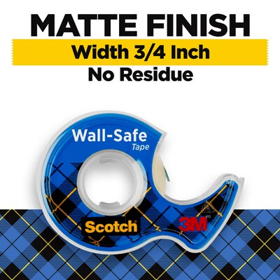 Scotch Wall-Safe Transparent Clear Tape Refill, 0.75 x 18.05 yds., 1 Core, 4 Rolls/Pack (4183)