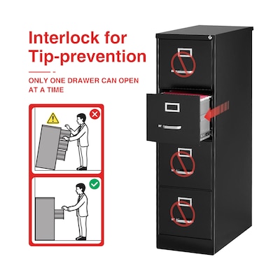 Quill Brand® 4 File Drawers Vertical File Cabinet, Locking, Black, Letter, 26.5D (13444D)