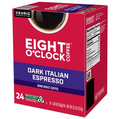 Eight O'Clock Dark Italian Espresso Keurig® K-Cup® Pods, Dark Roast, 24/Box (6408)