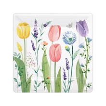 Amscan Tulip Garden Square Plate, Multicolor, 8/Set, 2 Sets/Pack (592495)