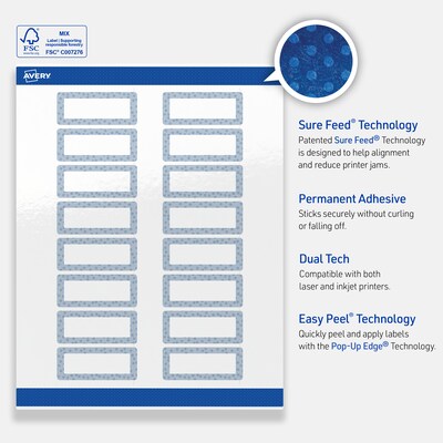 Avery Laser/Inkjet Rectangle Multipurpose Labels, 1" x 2-5/8", White, 160/Pack (S00-F8H)